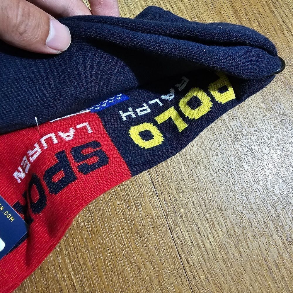 Polo Sport Ralph Lauren Socks USA Flag Red Navy Blue Size Large L Cotton New - Picture 5 of 6
